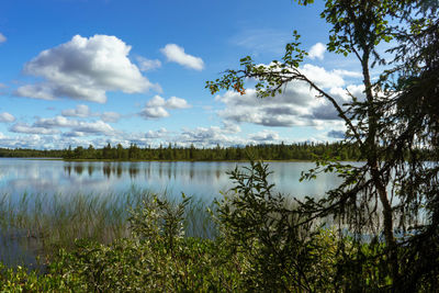 Scenic view of lake against sky