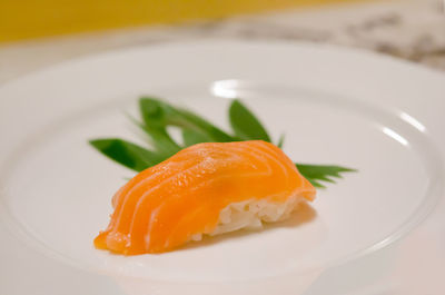 Close-up of fish served in plate