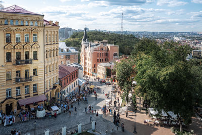 Buildings in city against sky