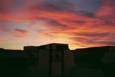 Silhouette of city at dusk