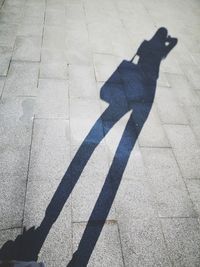 Shadow of person on road