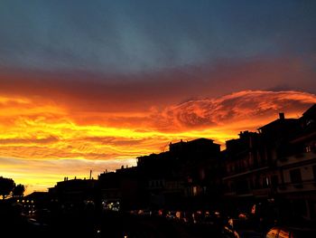 Buildings at sunset