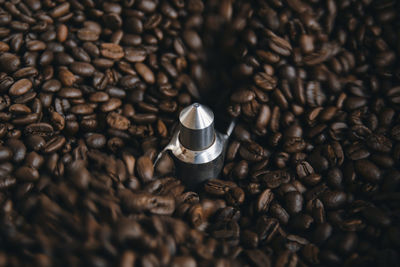 High angle view of coffee beans