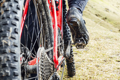 Cyclist man riding mountain bike