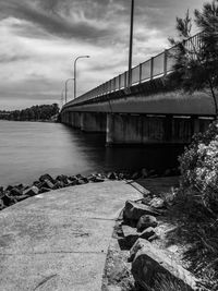 Bridge over river against sky