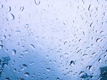 Full frame shot of raindrops on window