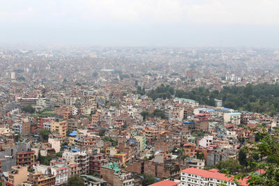 High angle view of townscape against sky