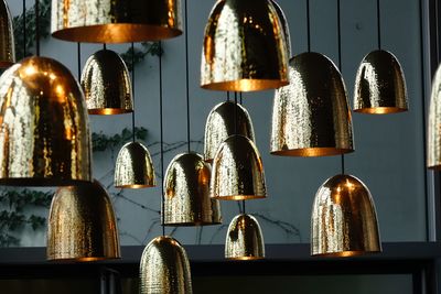 Pendant lights hanging in restaurant