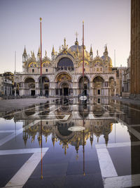 Reflection of building in water