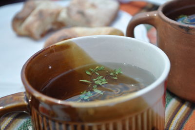 Close-up of tea served on table