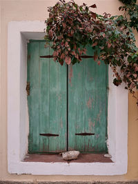 Closed door of building