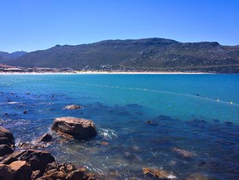 Scenic view of sea against clear sky