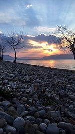 Scenic view of sea against dramatic sky