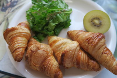 High angle view of food in plate on table