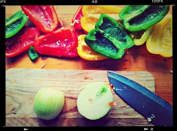 Close-up of food on wooden table