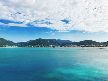 Scenic view of sea against cloudy sky