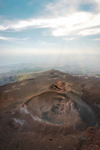 Mount etna smoking in sicily, italy taken in may 2022