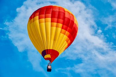 Low angle view of hot air balloon against sky