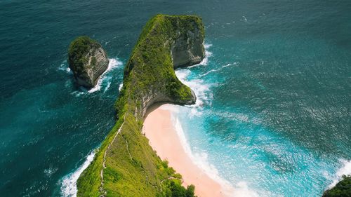 High angle view of sea waves