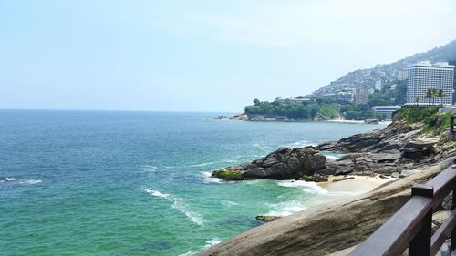 Scenic view of sea against clear sky