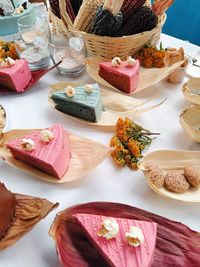 High angle view of food on table