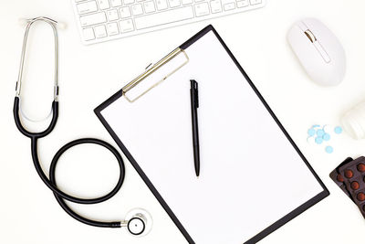 High angle view of pen on table