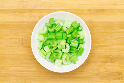 High angle view of food in plate on table