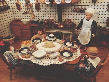 High angle view of food on table