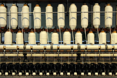 High angle view of spices in rack