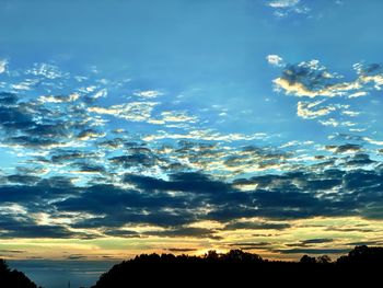 Low angle view of silhouette trees against sky during sunset