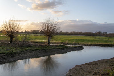 Scenic view of lake against sky