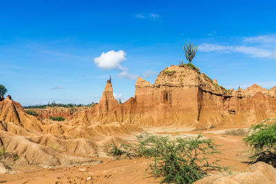 Panoramic view of rock formations in desert