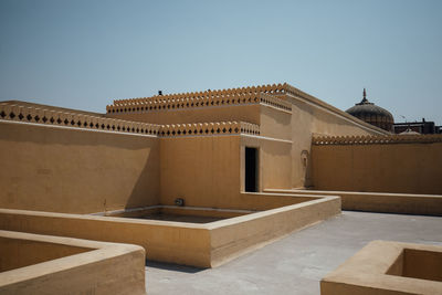 Exterior of temple against clear sky