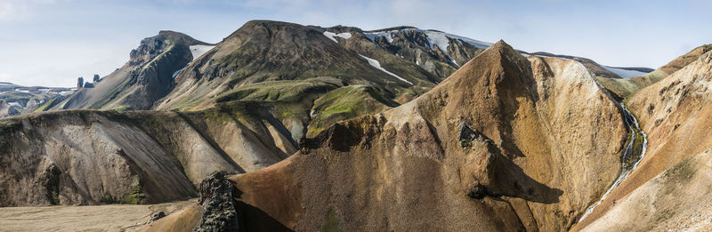 Panoramic view of rocky mountains against sky