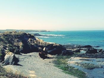 Scenic view of sea against clear sky