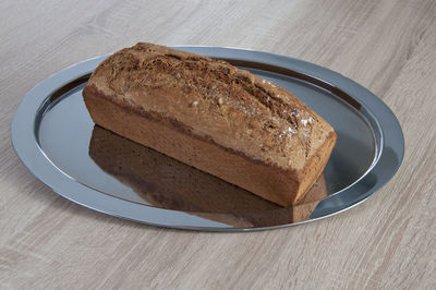 High angle view of breakfast served on table