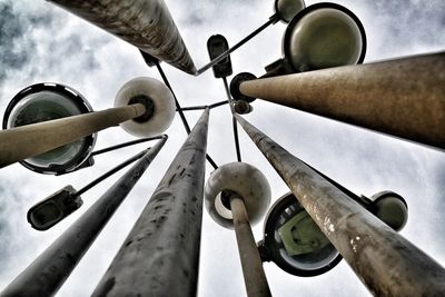 Low angle view of metal pole against sky