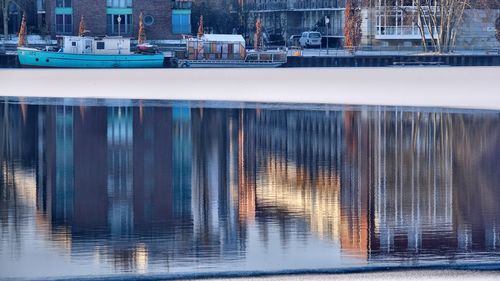 Reflection of building in water