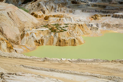 Abstract color sand texture at kaolin mine