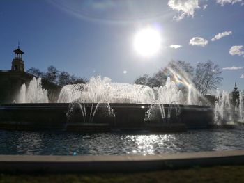 Water fountain against sky
