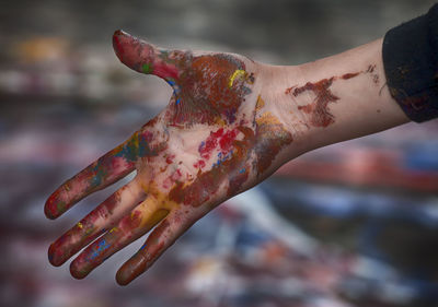 Cropped image of painted hand