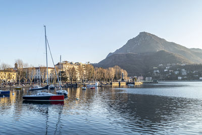 The long lake of lecco at sunset