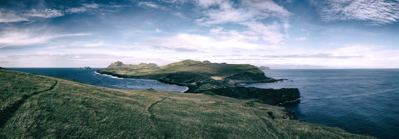 Scenic view of sea against cloudy sky