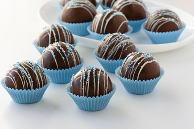 Close-up of cupcakes on table