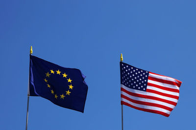 Low angle view of american flag