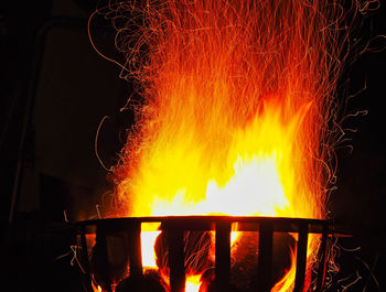 Close-up of fire crackers at night