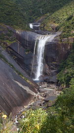 Scenic view of waterfall