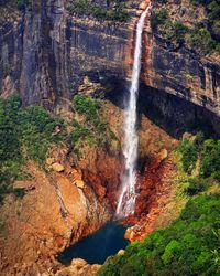 Scenic view of waterfall in forest