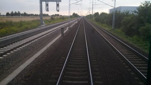 Railroad tracks on railroad track