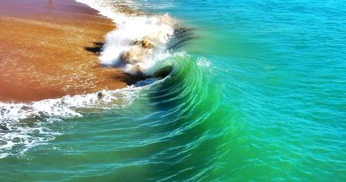 High angle view of wave in sea